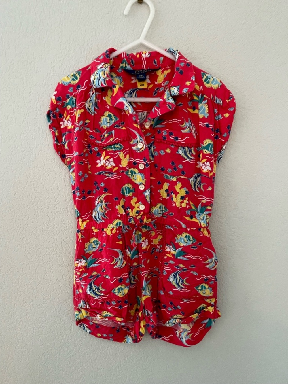 Ralph Lauren Polo Girls Summer Romper Sea Fish Size 3T Hawaiian